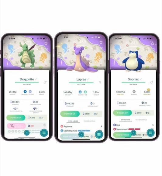 Shiny Dragonite Lapras Snorlax Pokopia background trade or account