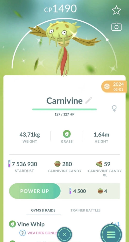 Shiny Carnivine trade or account