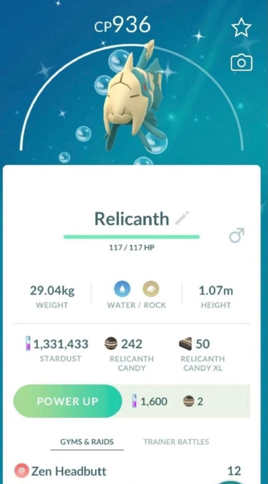 Shiny Relicanth trade or account