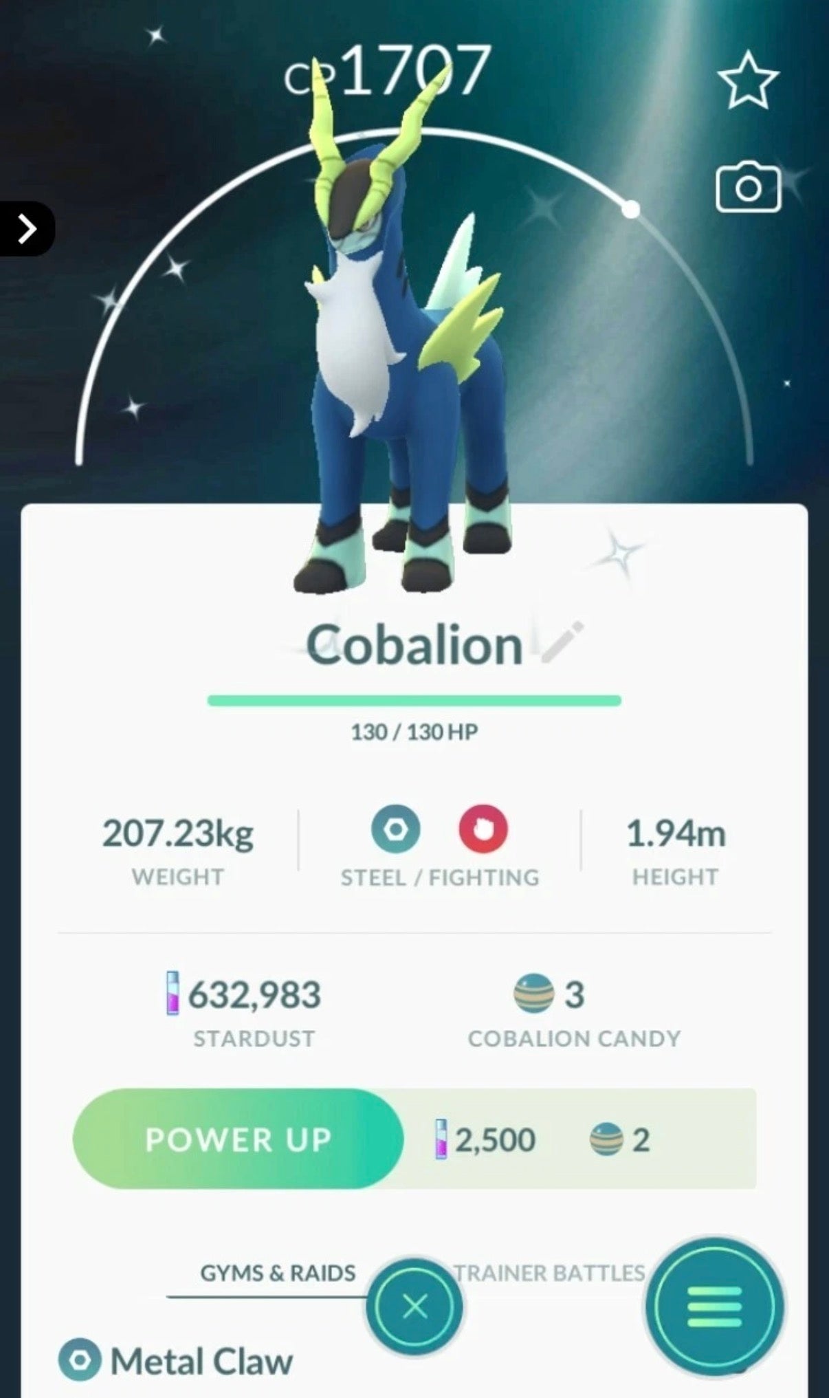Shiny Cobalion trade or account