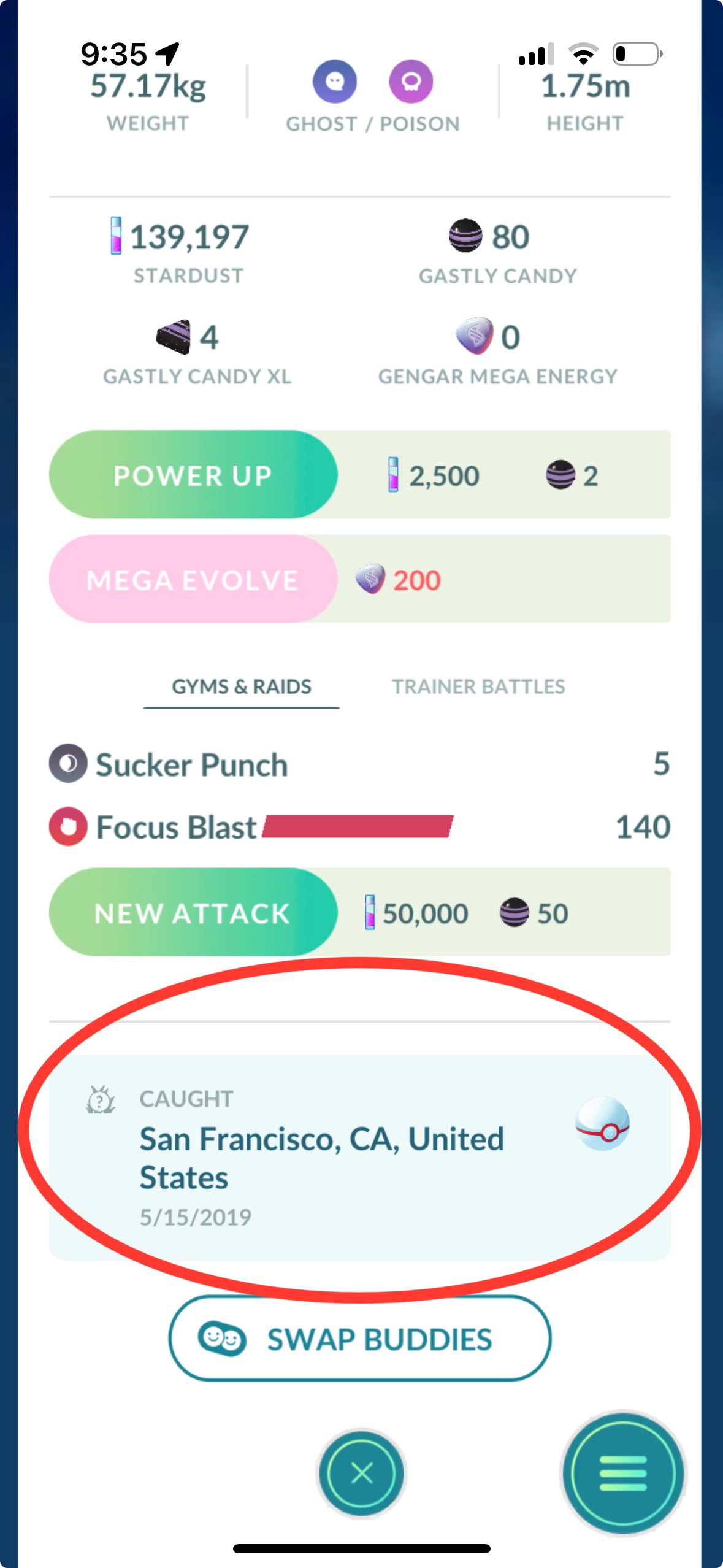 Gengar Trade (caught in 2019)