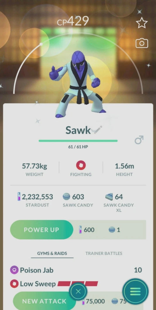 Shiny Sawk trade or account