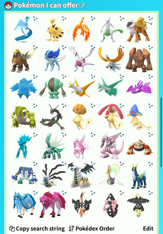 Shiny Legendary account (see options)