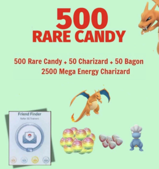 500 Rare candy + 50 Bagon + 50 Charizard