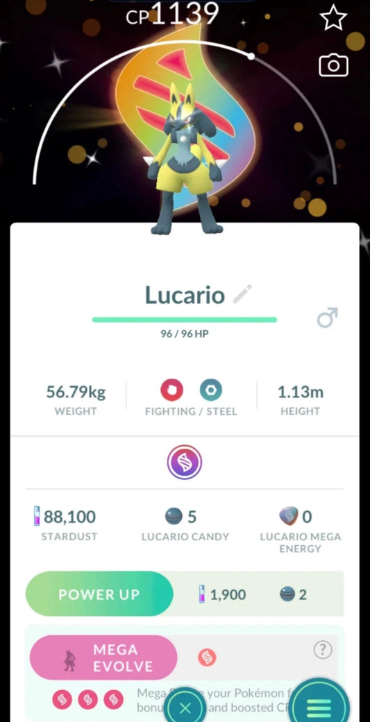 Shiny Lucario Mega background trade