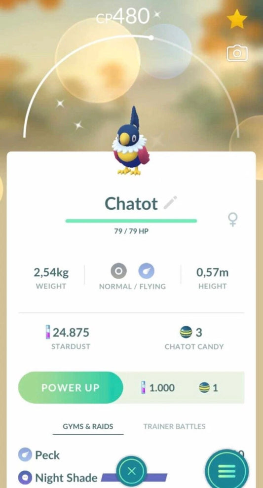 Shiny Chatot trade or account