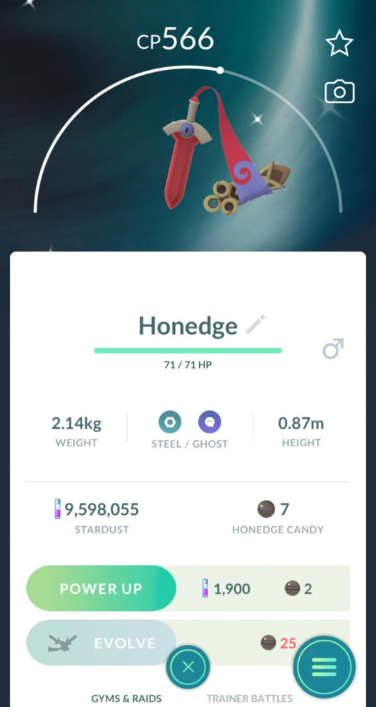 Shiny Honedge trade or account