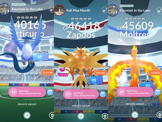 Articuno Moltres Zapdos & Mega Lucario raid service
