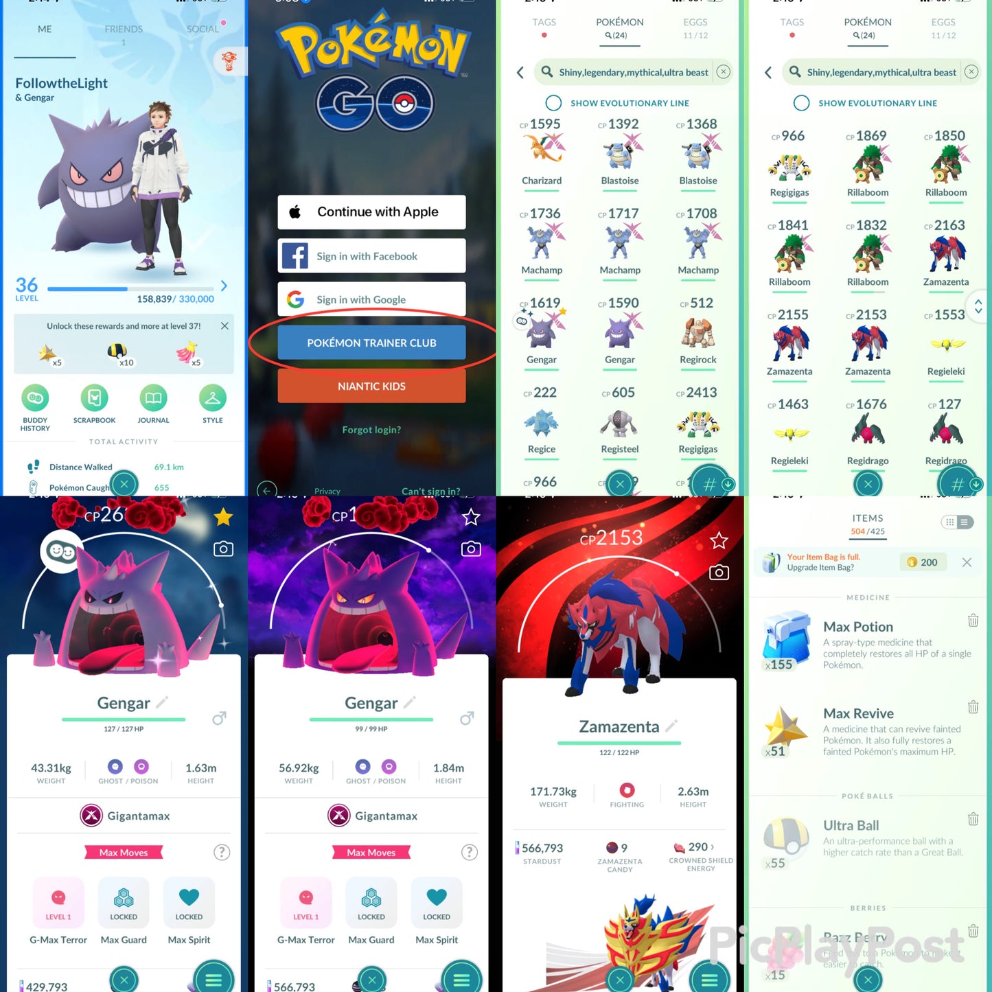 FollowTheLight account (24 Shiny/Legendary/Gigantamax)