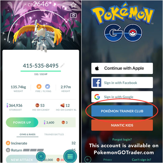 Shiny Ho-Oh Wild Area BG account