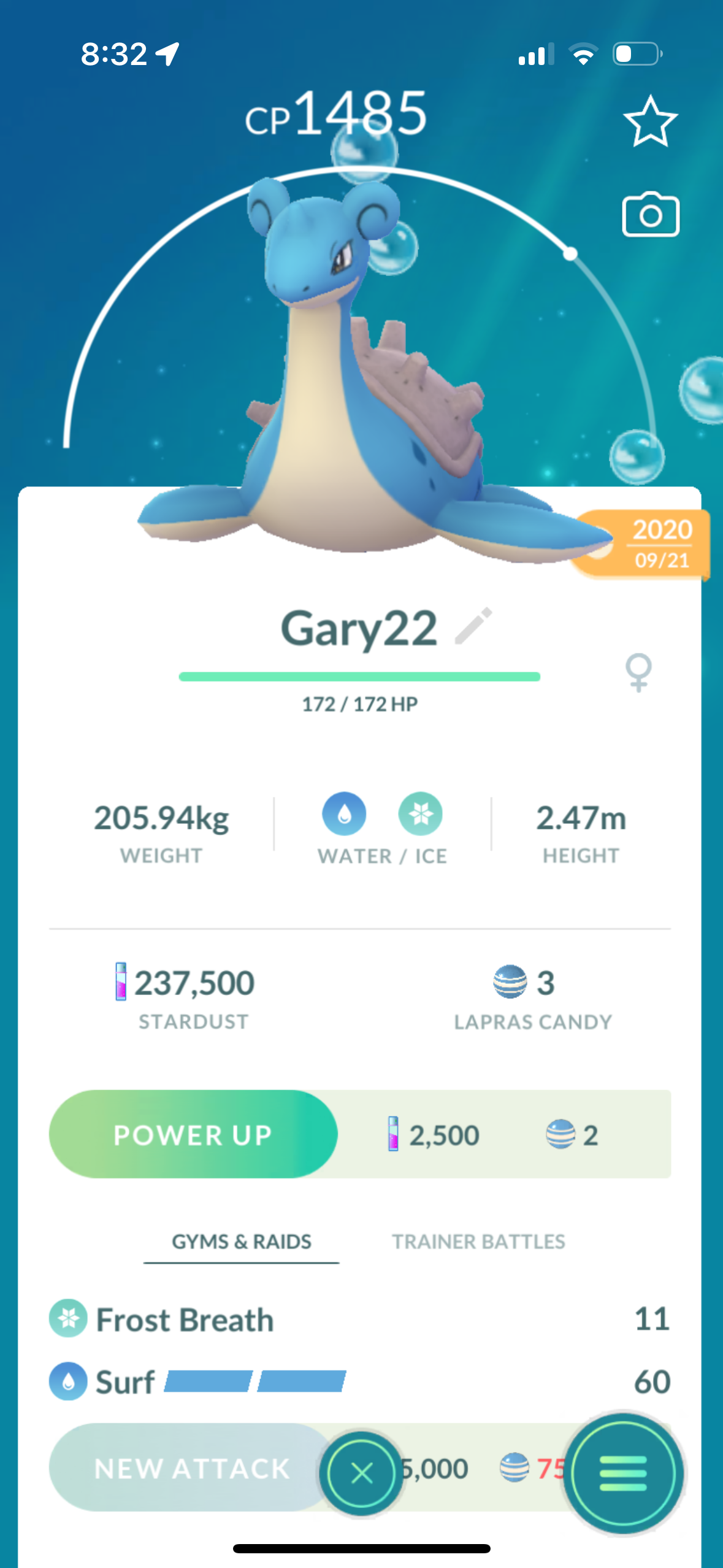 Lapras trade (caught from Antartica)