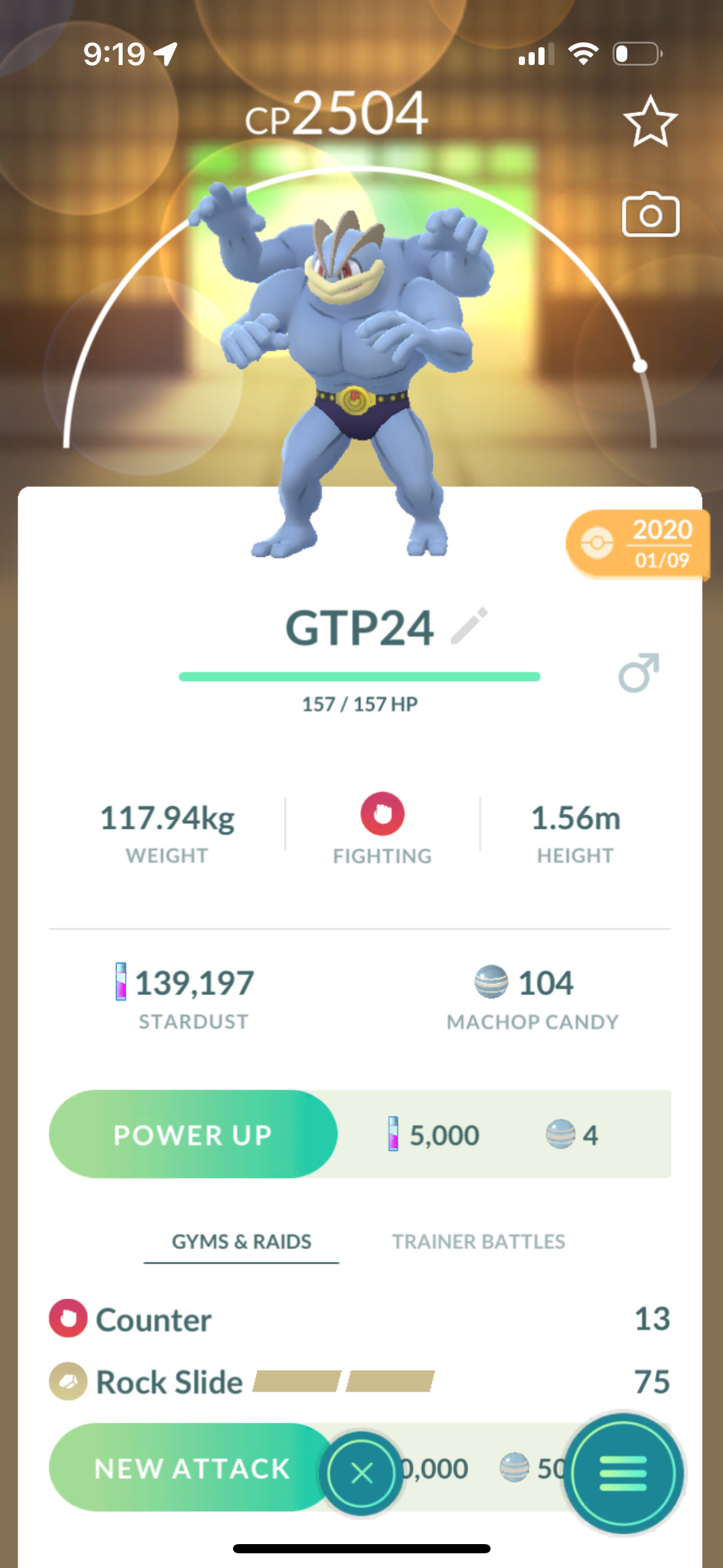 Machamp Trade 2504 CP (caught in 2020)