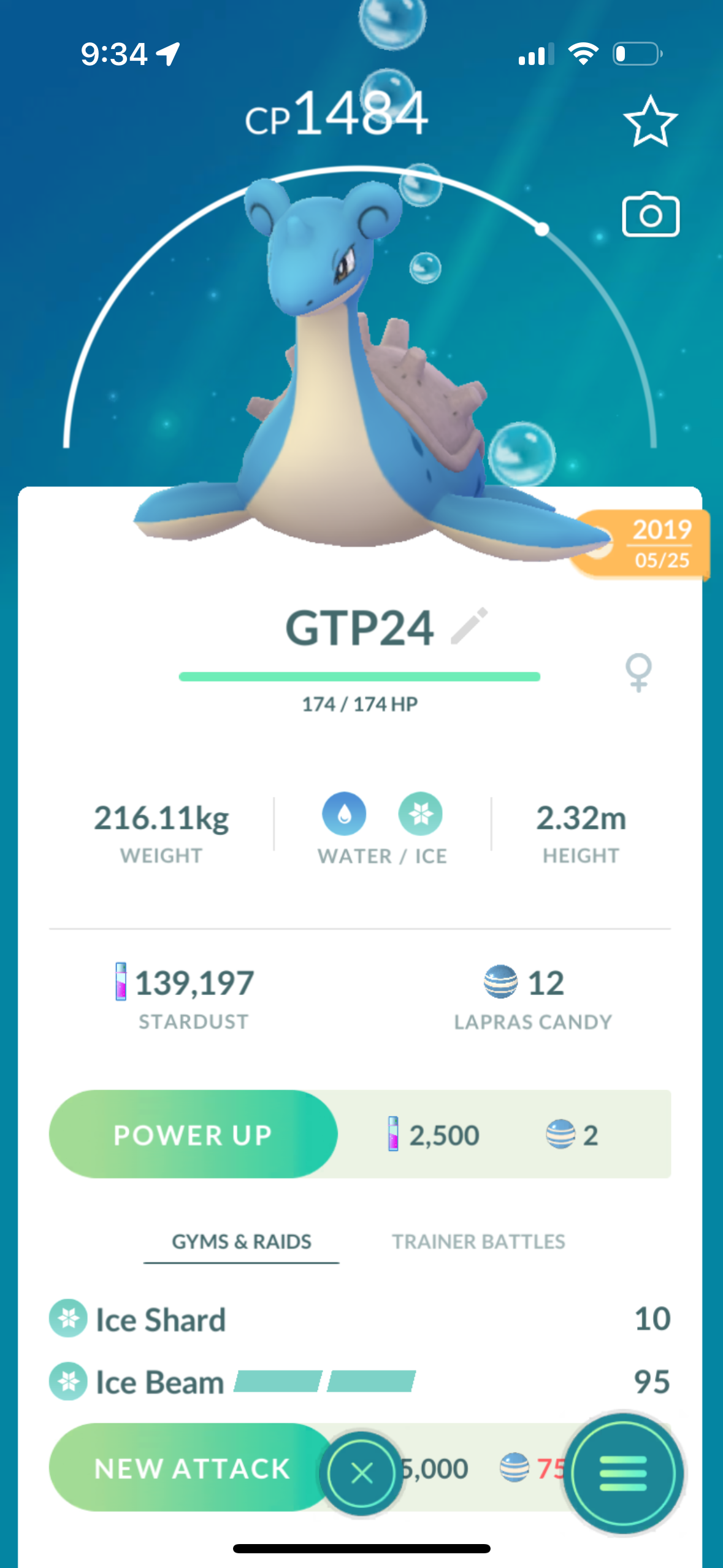 Lapras Trade Ice Beam Ice Shard