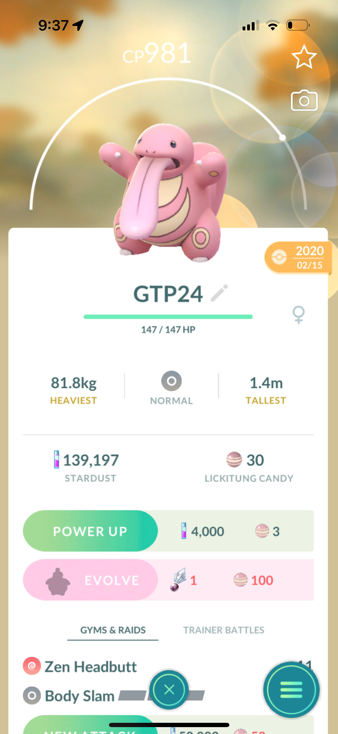 Lickitung Trade Body Slam