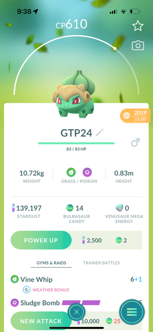 Bulbasaur Trade Shedinja Costume (caught in 2019)