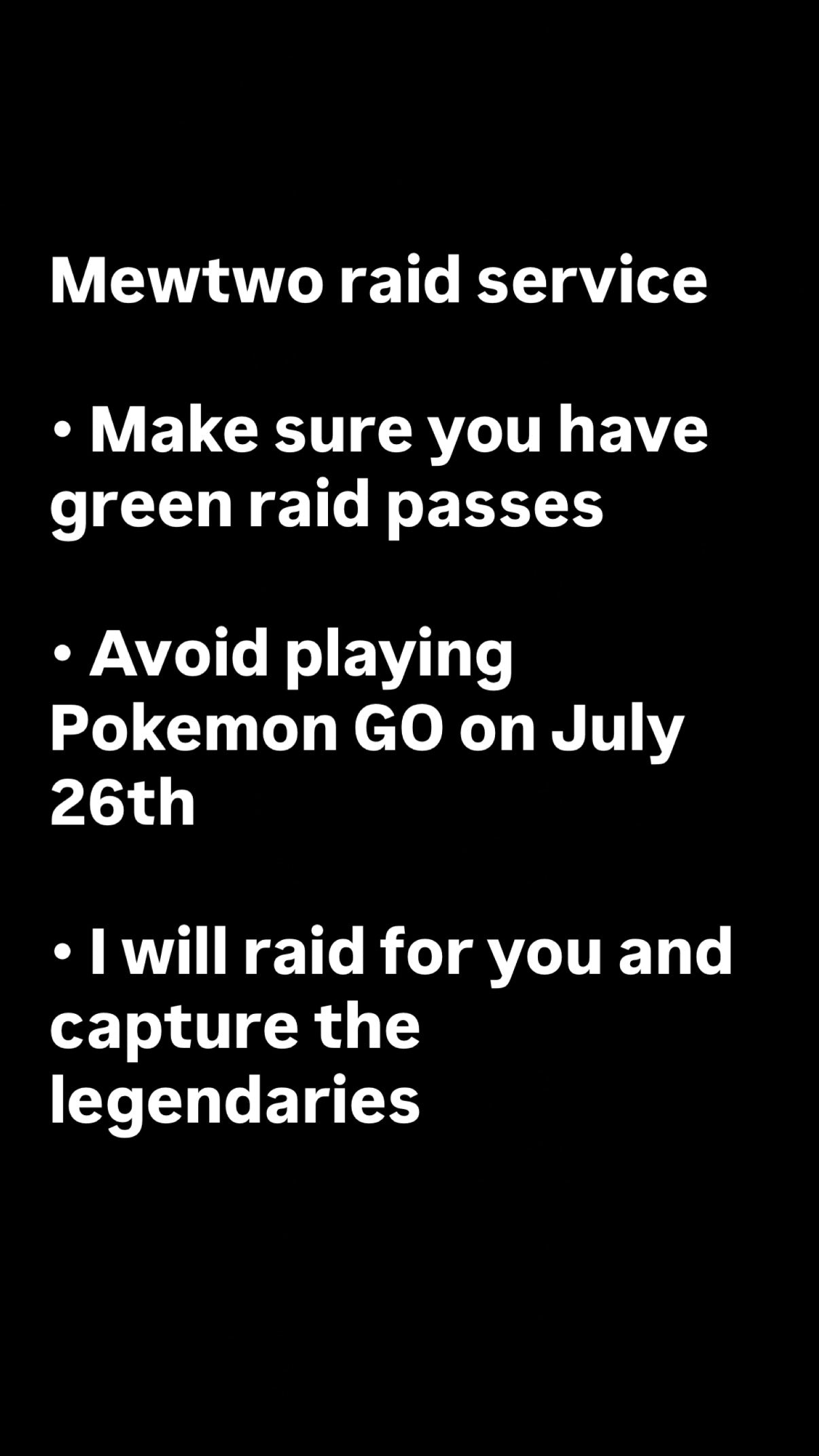 Mewtwo Raid Farming Service