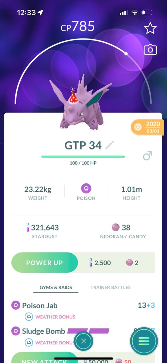 Nidoran Trade Partyhat (caught in 2020)