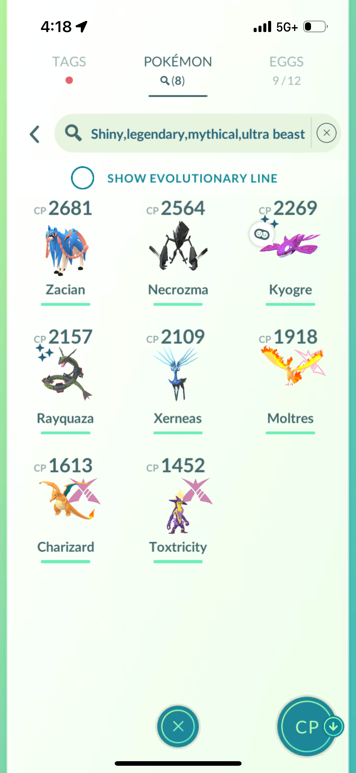 KyogreRayCombo account (8 Shiny/Legendary/Gigantamax)