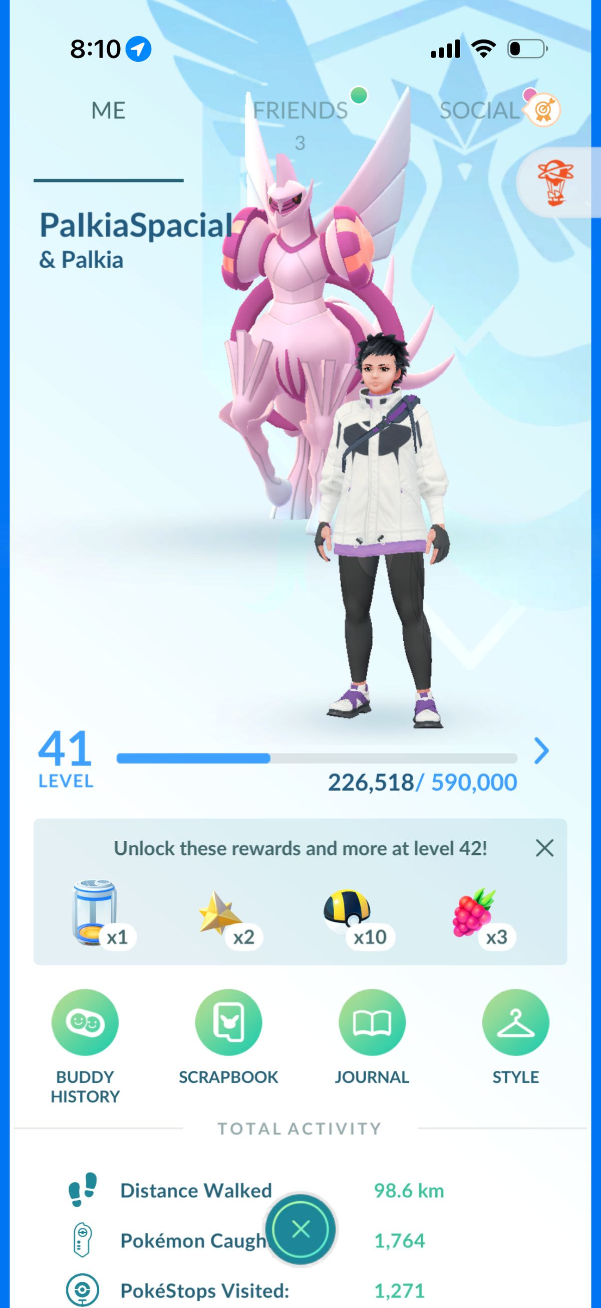PalkiaSpacial account (67 Shiny/Legendary 1759 Gible Candies 350k Stardust)