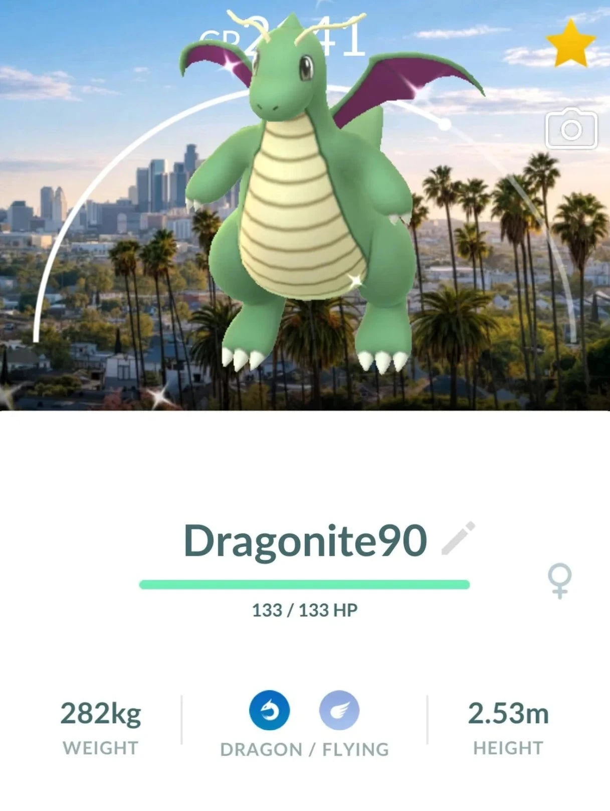 Shiny Dragonite LA background trade