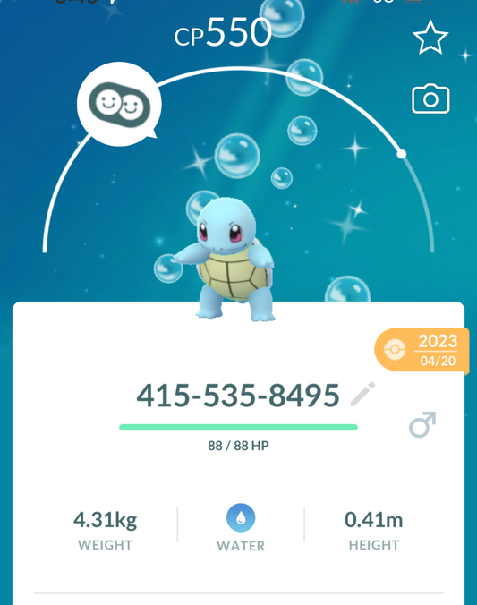 Shiny Squirtle trade or account