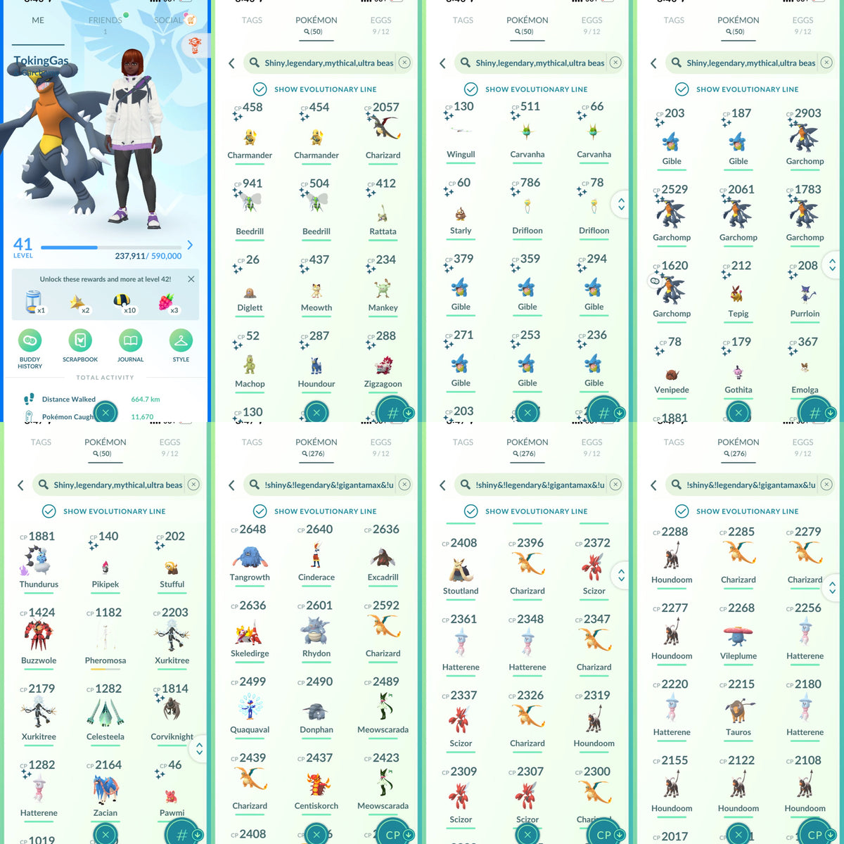 TokinGas account 50 Shiny/Legendary & 1.7M Stardust