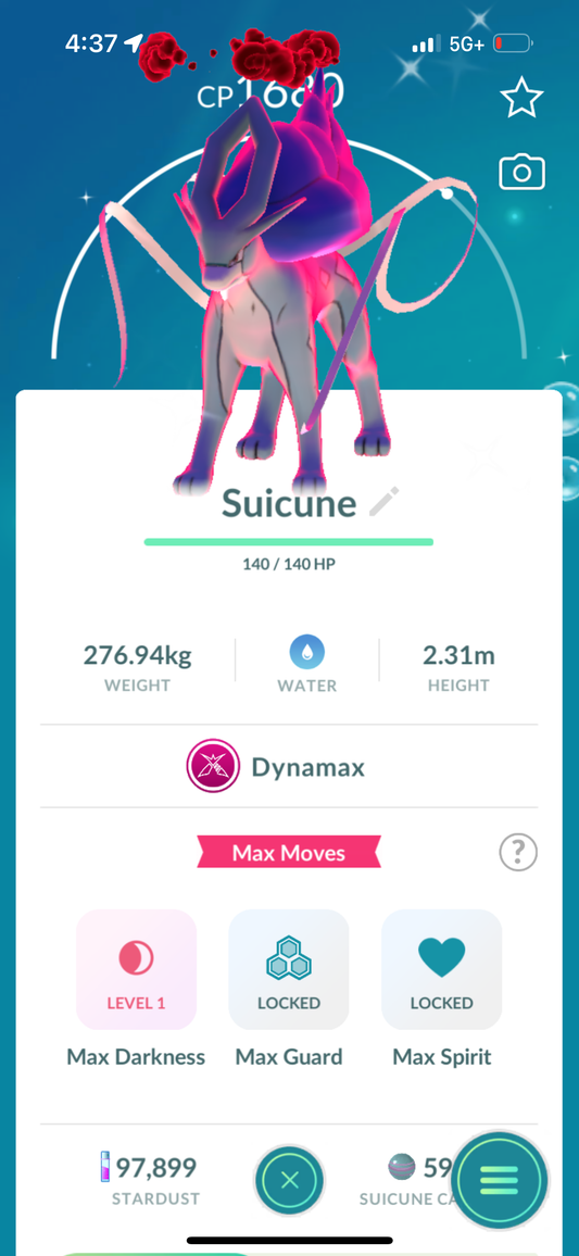 Shiny Dynamax Suicune trade or account