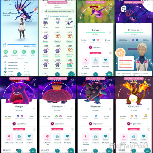 SkeletalDragon account (14 Gigantamax/Legendary/shiny)