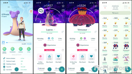 GTPraids account (Shiny Gigantamax Lapras Dark Skies)