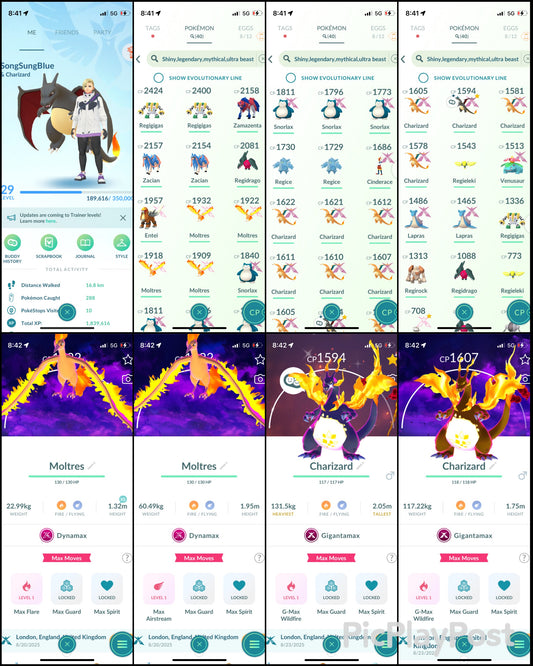 SongSungBlue account (40 Gigantamax/Legendary/Shiny)