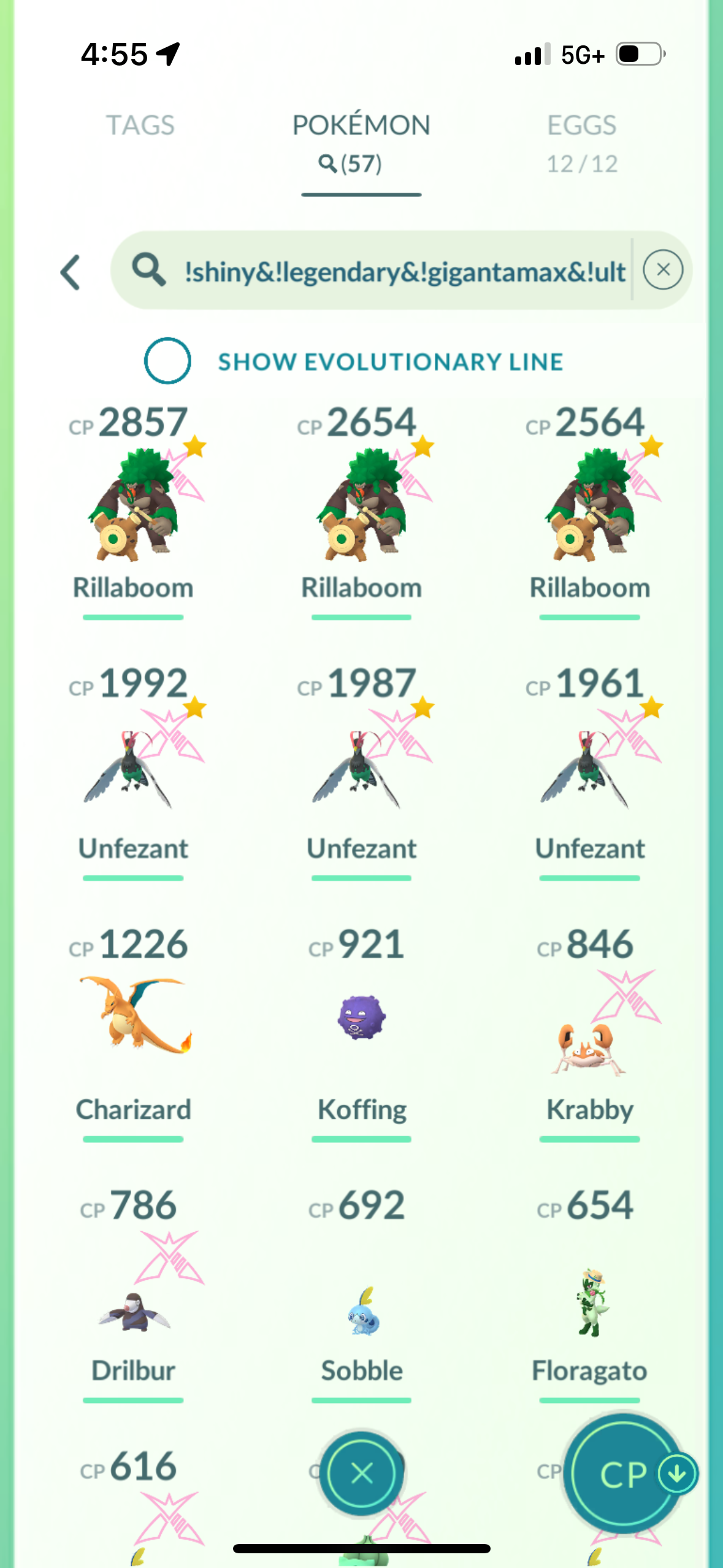 GmaxKingler account (39 Gigantamax/Legendary/Shiny)