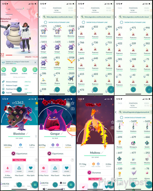 BBLastoise account (36 Gigantamax/Legendary/Shiny)
