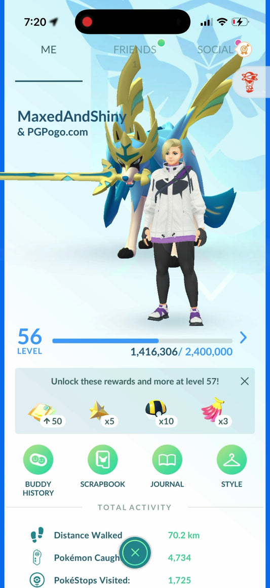 MaxedAndShiny account (55 Shiny/Legendary + 3800 Crown Energy)