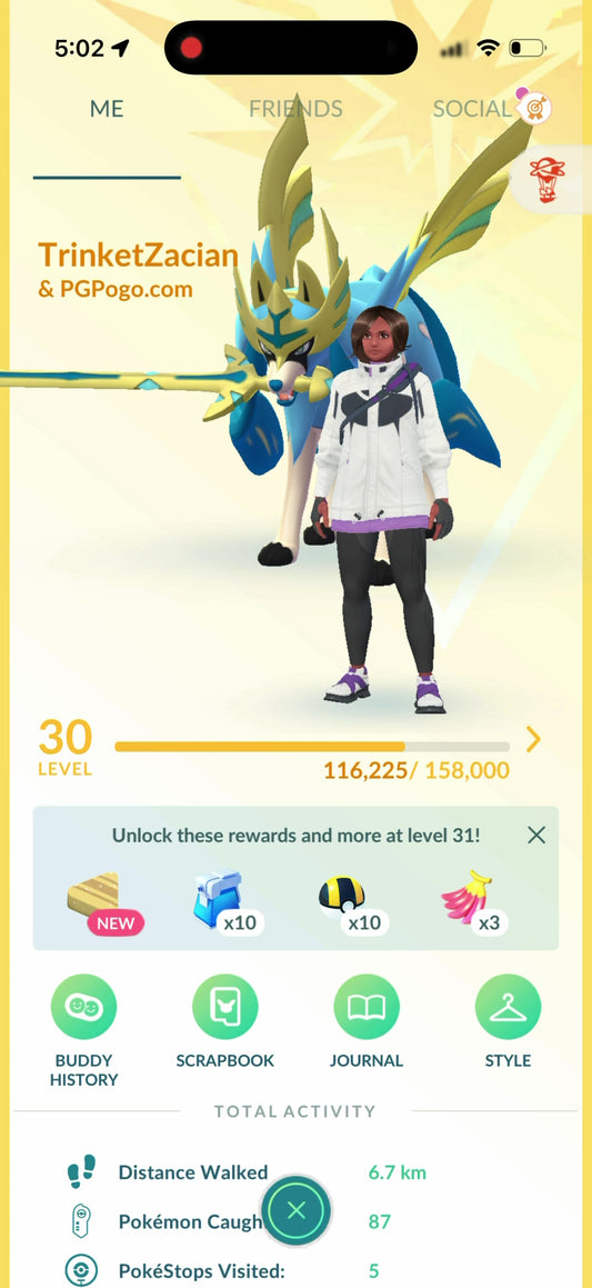 TrinketZacian account (57 Shiny/Legendary + Lucky Trinket)